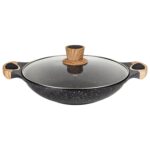 Wok Antiadherente Con Asas Honhey 28cm C/Tapa - Granito Negro - Imagen 2