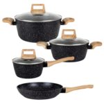 Batería De Cocina Baroly 7 Piezas, Aluminio Forjado - Granito Negro