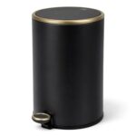 Papelera Premium Eko Cosmo Cilíndrica 12L - Pedal, Negro Mate