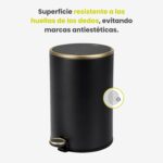 Papelera Premium Eko Cosmo Cilíndrica 9L - Pedal, Negro Mate - Imagen 2