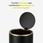 Papelera Premium Eko Cosmo Cilíndrica 9L - Pedal, Negro Mate - Imagen 4