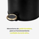 Papelera Premium Eko Cosmo Cilíndrica 9L - Pedal, Negro Mate - Imagen 5