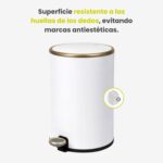 Papelera Premium Eko Cosmo Cilíndrica 9L - Pedal, Blanco Mate - Imagen 2