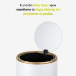 Papelera Premium Eko Cosmo Cilíndrica 9L - Pedal, Blanco Mate - Imagen 4