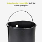 Papelera Premium Eko Cosmo Cilíndrica 9L - Pedal, Blanco Mate - Imagen 6