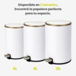 Papelera Premium Eko Cosmo Cilíndrica 9L - Pedal, Blanco Mate - Imagen 7