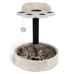 Cama Para Gatos Diseño Huella, Con Rascador, Pompón Y Plataforma