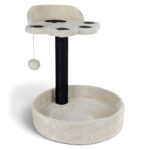 Cama Para Gatos Diseño Huella, Con Rascador, Pompón Y Plataforma - Imagen 3