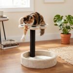 Cama Para Gatos Diseño Huella, Con Rascador, Pompón Y Plataforma - Imagen 8