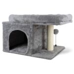 Cama Para Gatos Multifunción, Doble Rascador, Cueva Y Pompón - Imagen 2