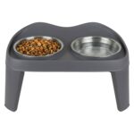 Comedero Doble Para Mascotas, Elevado, Platos Acero Inoxidable