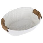 Cesto De Tela Blanco, Con Asas Marrones - 32x23cm - Imagen 2