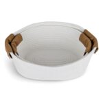 Cesto De Tela Blanco, Con Asas Marrones - Set x 2 - Imagen 2
