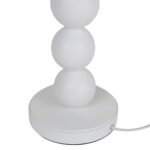 Lámpara De Mesa, Pantalla De Yute Con Base De Madera Con Esferas - Imagen 2
