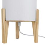 Lámpara De Mesa, Pantalla Cilíndrica Con Trípode De Madera - Imagen 2