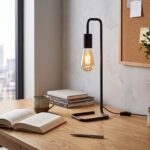 Lámpara De Mesa, Estilo Industrial Minimalista - Metal Negro - Imagen 7